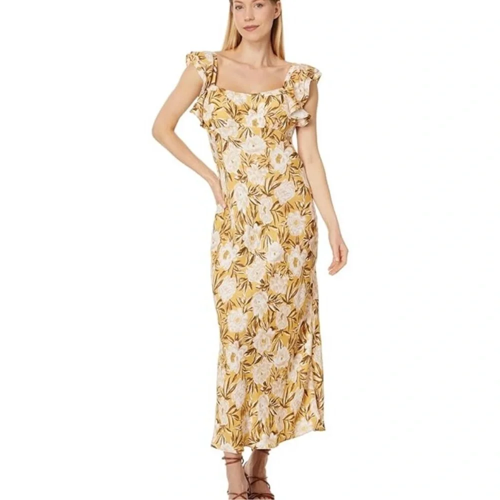 Madewell Angelina Slip Maxi Dress Yellow Floral Print Size 10 NWT - Picture 4 of 12